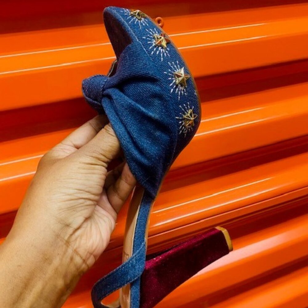 Denim heels